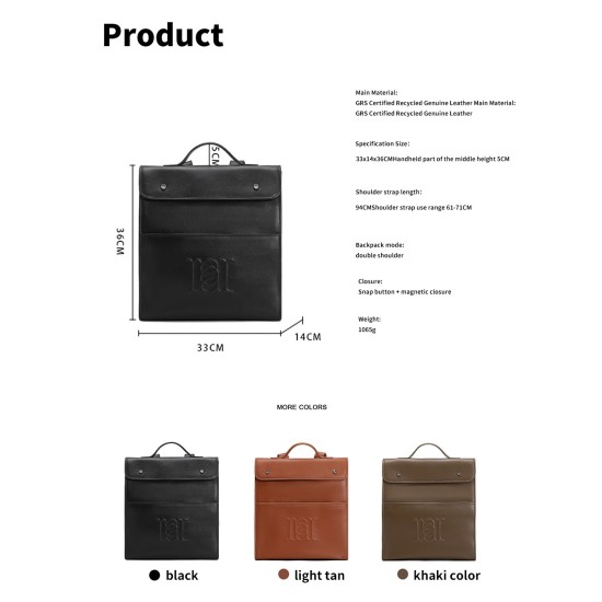 Simple backpack for men and women for business commuting fashion leather large capacity handbag - Memoo.com